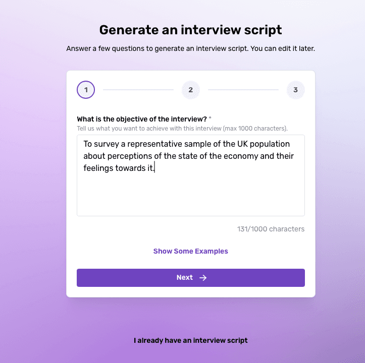 Goal-driven interview example