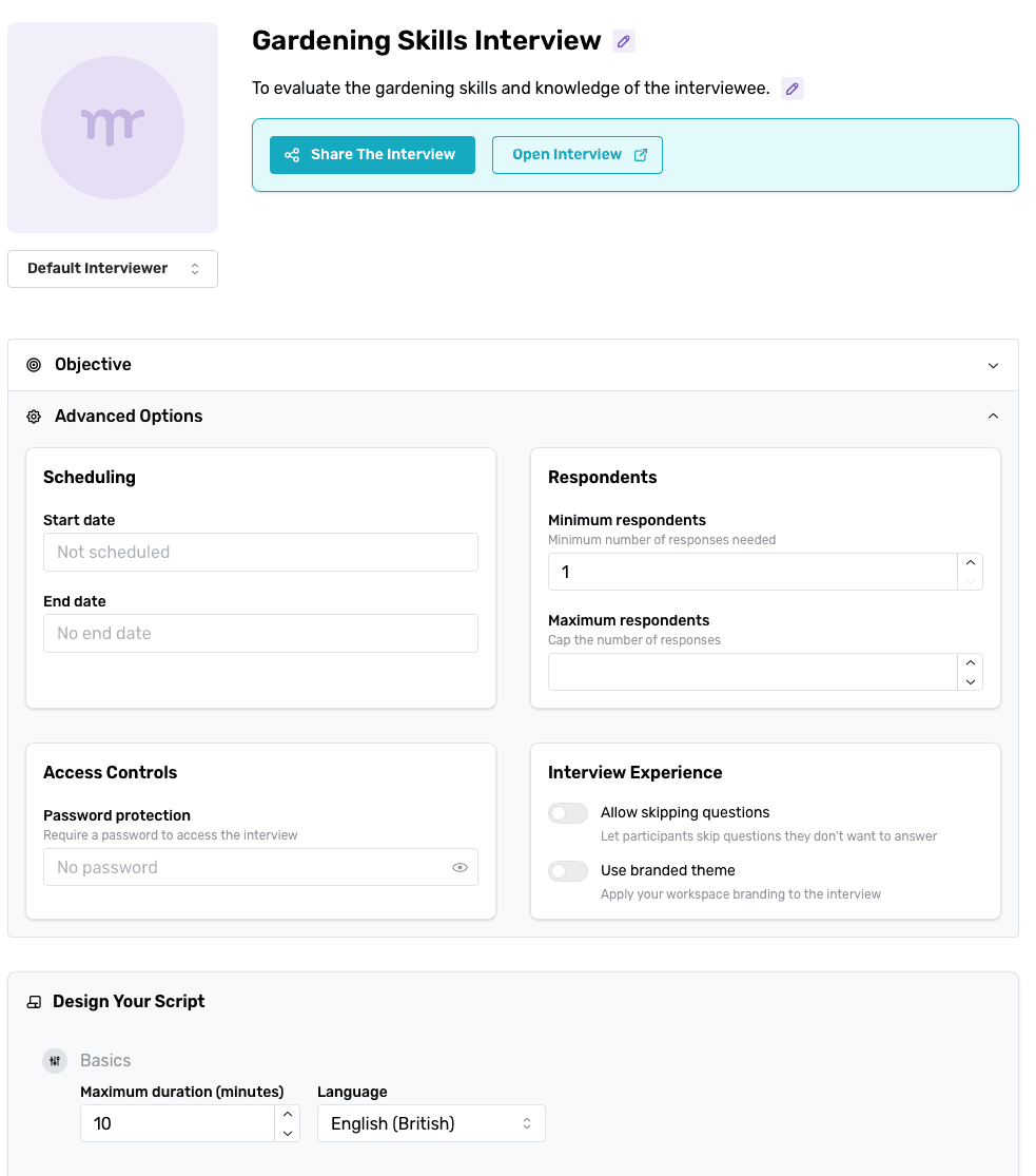 Script customized example